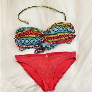 Colorful Strapless Bikini Set